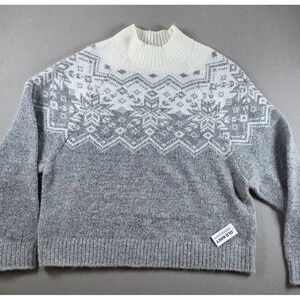 NWT Old Navy Women Pullover Crew Neck Wool Blend Fair Isle Sweater Med Fisherman